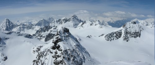 zimn panorama z vrcholu Piz Buin